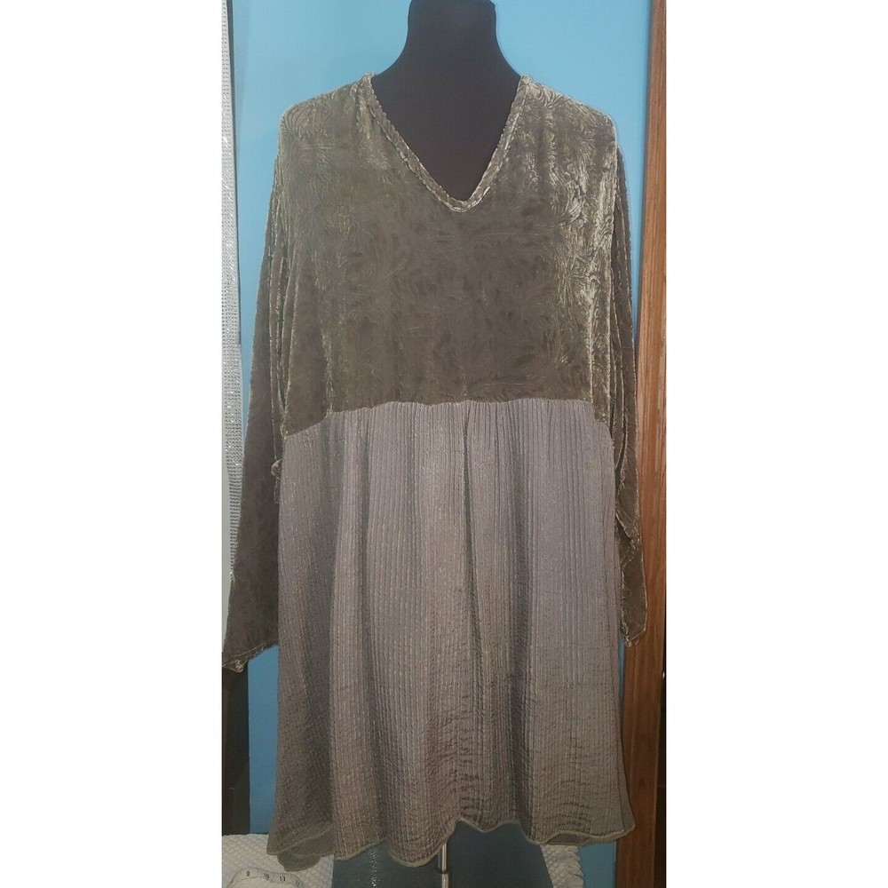 URU Kristine St. Rrik Silk Blend Baby Doll‎ Blouse Tunic Lagenlook  Sz 1X OS NWT